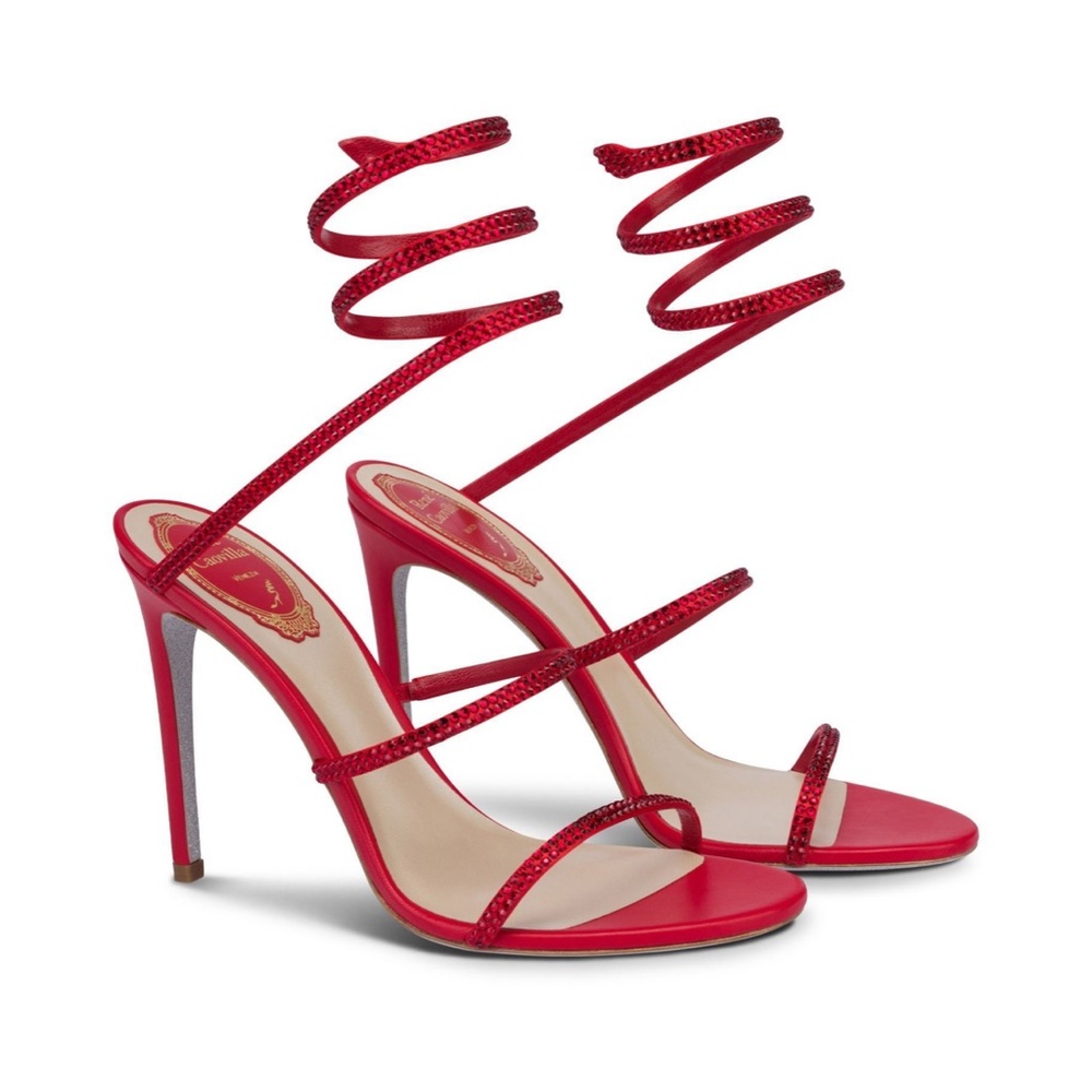 Rene Caovilla RED SATIN SANDALS CLEO